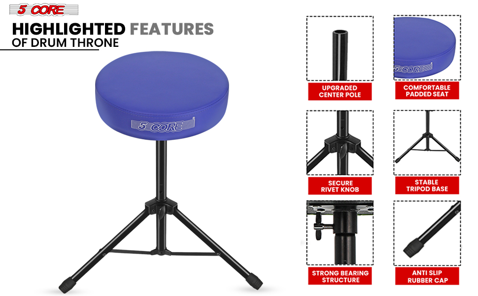 Drum Throne Padded Guitar Stool Music Chair for Adults and Kids