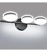 maylit LED Modern Bathroom Vanity Light Fixtures, 3-Light Bathroom Lighting Fixtures Over Mirror,...