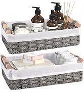 HomeHacks 2 Pack Storage Basket Paper Rope Baskets for Organizing with Handle Decorative Storage ...