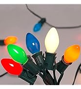 GOOTHY 25FT Multicolor Outdoor LED String Lights, C7 Christmas String Lights with 27 0.6W Ceramic...