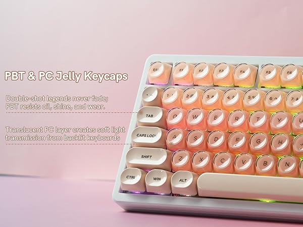 Keycaps made of PBT + PC material