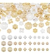 Craftdady 300Pcs Alloy Silver Gold Bead Caps Flower End Caps for Jewelry | 15 Styles Filigree Flo...