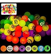 72 Glow in The Dark Bouncing Balls,8 Halloween Theme Designs for Halloween Party Favor Supplies, ...