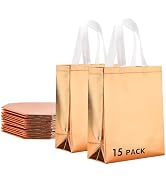 RACETOP 15 Pcs Rose Gold Reusable Gift Bags Bulk, 8x4x10 Inch Elegant Non-woven Sparkle Gift Bags...