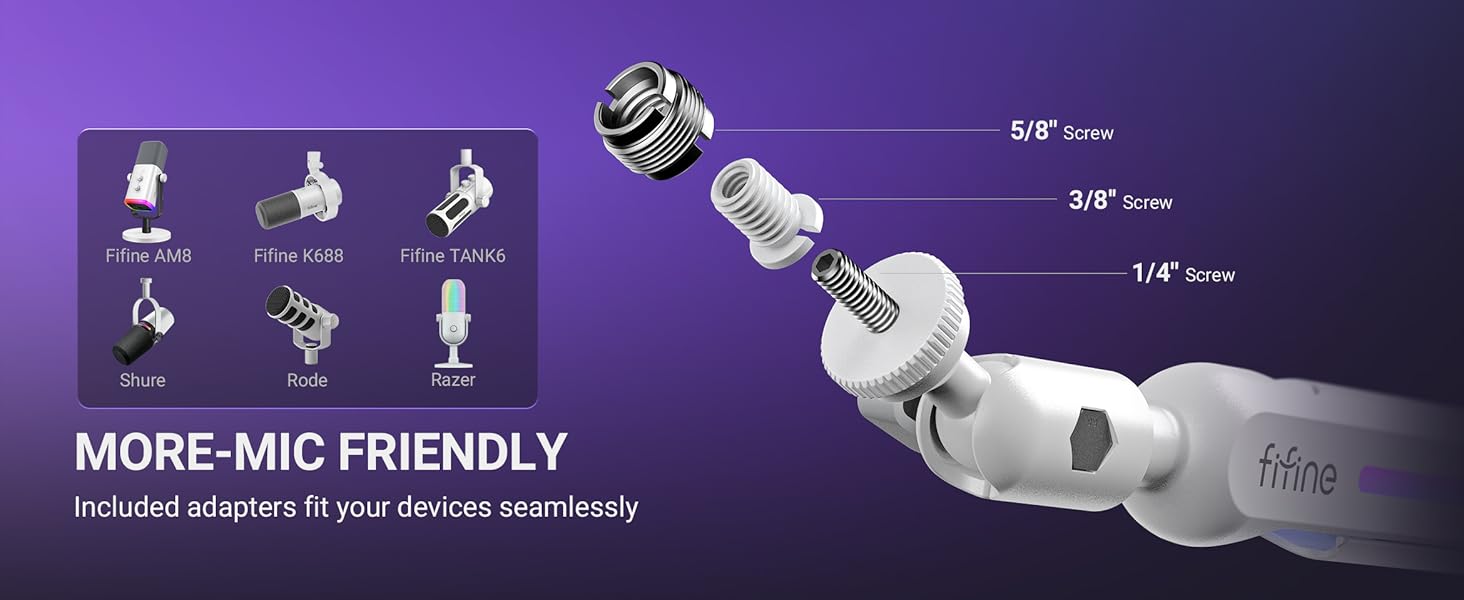 low profile microphone boom arm fits for 1/4&amp;#39;&amp;#39;, 3/8&amp;#39;&amp;#39; &amp;amp; 5/8&amp;#39;&amp;#39; mic