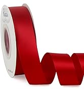 Ribbli Double Faced Red Satin Ribbon,1” x Continuous 25 Yards,Use for Bows Bouquet,Christmas Gift...