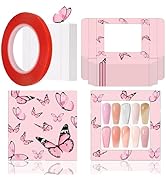 35 Pcs Empty Press on Nails Packaging Box Set 35 Pcs White Background Papers and 1 Double Sided T...
