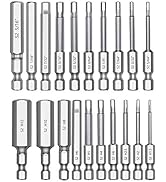 MulWark Hex Head Allen Wrench Drill Bit Set 20PC (10pc Metric &amp; 10pc SAE), 2.3" Long 1/4" Diamete...