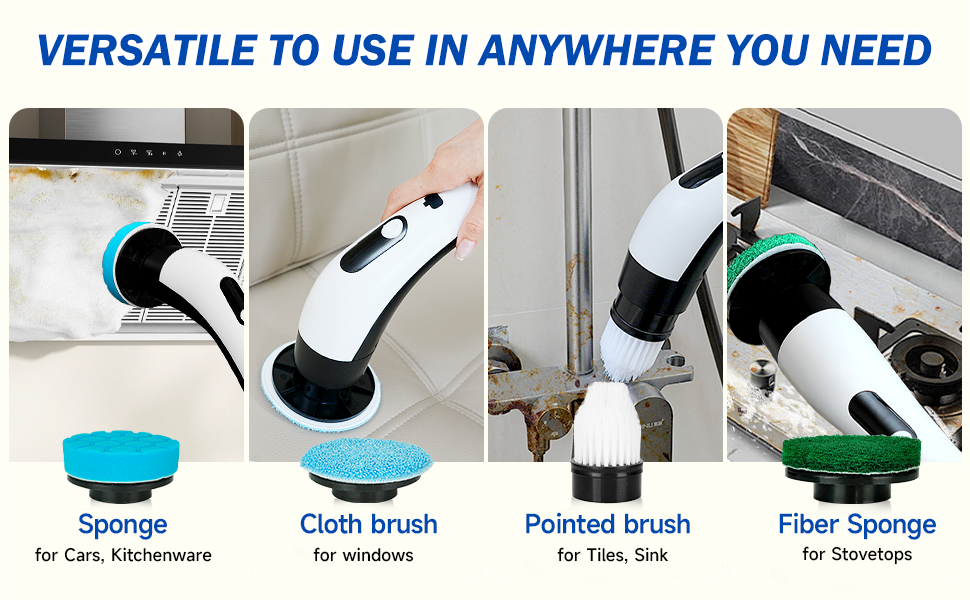 Cleaning Brush: Our Electric Spin Scrubber adopts a rechargeable design, seamlessly combining power