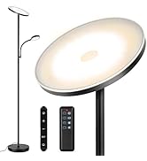 OUTON LED Floor Lamp, 27W/2400LM Modern Torchiere Lamp &amp; 7W/ 400LM Reading Lamp, Bright Dimmable ...
