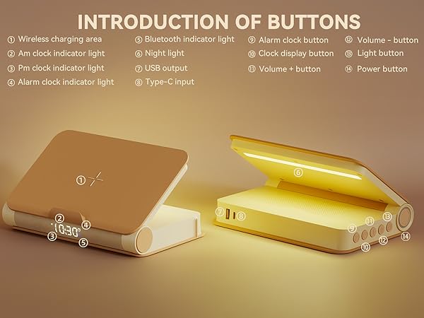 Vivilumens Sunrise Alarm Clock Buttons of Introduction