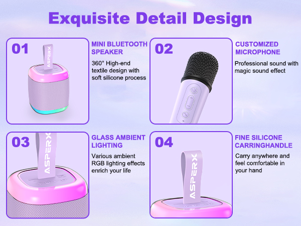 mini karaoke machine with 2 wireless microphones