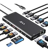 USB C Docking Station Dual Monitor for Dell/Lenovo/HP Laptop Docking Station HDMI USB C Hub Multi...