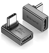 Silkland 80Gbps USB C 90 Degree Right Angle Adapter 2 Pack, [16K/Dual 8K, 240W] Male to Female Ex...