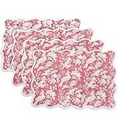 CPC Cotton Placemats Set of 4-Handmade Block Printed Reversible Placemats, Machine Washable, Flow...