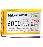 MakerHawk 3.7V 6000mAh LiPo Battery Rechargeable 1S 3C 906090 Lithium Polymer Battery with Protec...