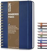 Lined Spiral Journal Notebook, A5 Hardcover Spiral Journals for Women Men, 150 Numbered Pages Spi...