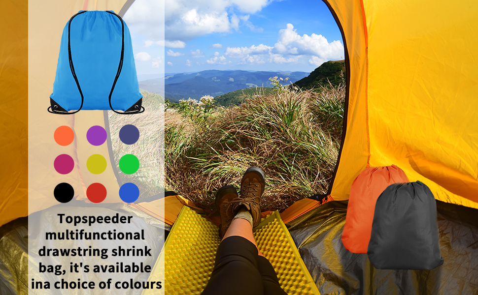 Drawstring Backpack String Bag Water Resistant Nylon for Men Women