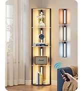 EDISHINE Modern Floor Lamp with Shelf, 5 Color Temperatures, 5-Tier Book Shelf with Light & Remot...