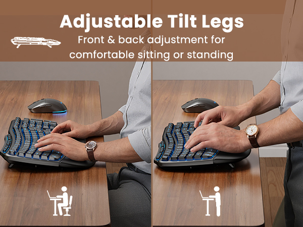 Dual-angle tilt legs