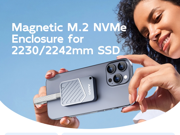 Magnetic NVMe enclosure 10Gbps for 2230 2242 SSD