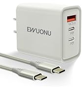 EWUONU 45W USB C Wall Charger Block with 3.3ft Cable, 3Port Fast Charging Plug PD&amp;QC 3.0 Power Ad...