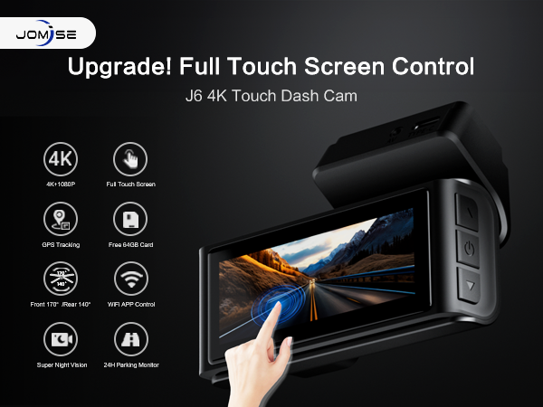 4K+1080P dash cam with touch screen