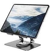 Orlian Tablet Stand Holder with 360° Rotating Base Dual Rod Aluminum Adjustable Tablet Stand for ...