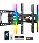 Perlegear Pre-Assembled TV Wall Mount with LED Lights for 26-65 inch TVs up to 99 lbs,...