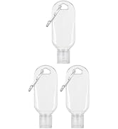 Kryoflare 3Pcs Portable Hot Sauce Keychain Bottles, 2oz Travel Size, Refillable Containers, Clear