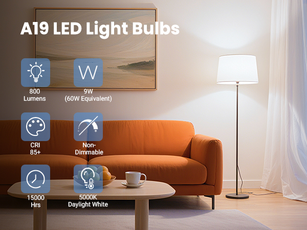 A19 led light bulb 5000K