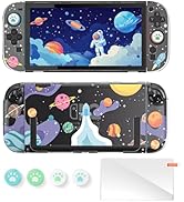 Protective Case Compatible with Switch 2 Console, Clear Hard Shell Cover with Space Galaxy Patter...