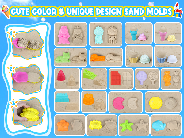 Sand Castle Building Kit, Ice Cream Sand Toys, Cupcake Sand toys, Princess Prince Sand Molds
