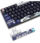 PBT Keycaps 132 Keys, Great Wave Off Kanagawa Japanese Keyboard Keycaps, 5 Side DYE-Sub Custom Ke...