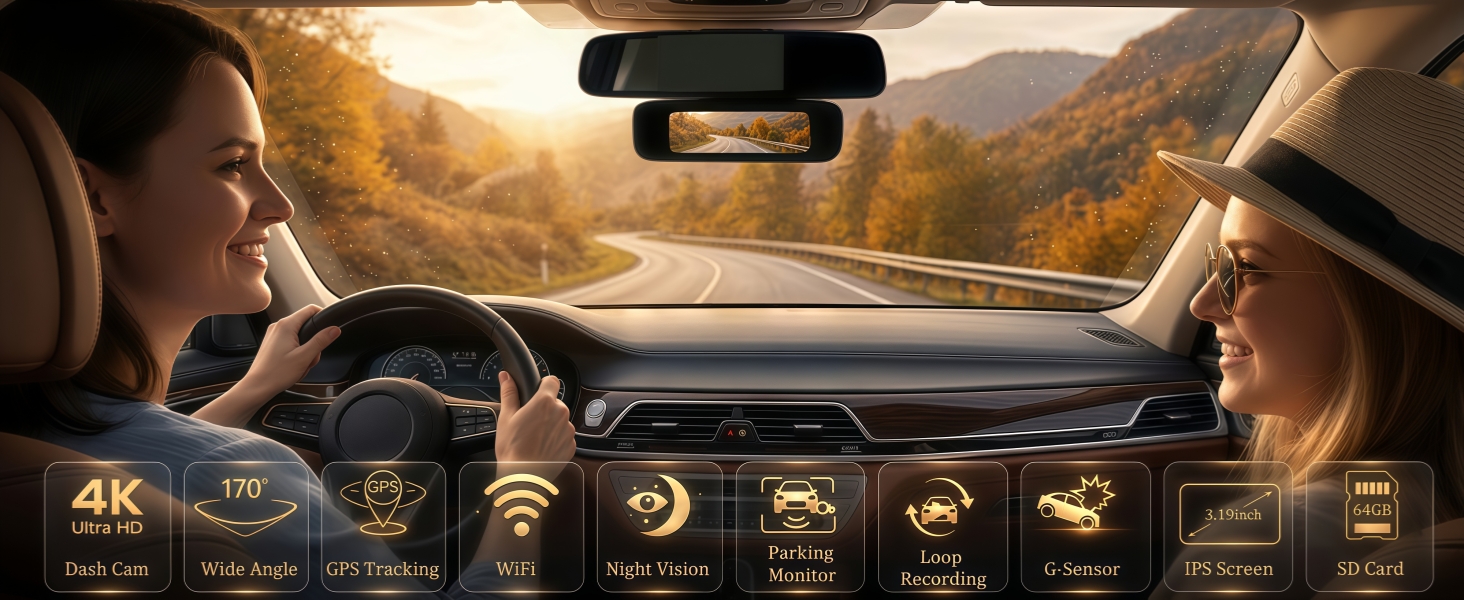 4K Dash Cam GPS