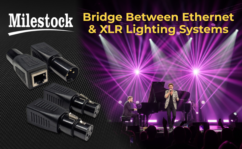 Milestock RJ45 to 3-Pin XLR DMX Connector
