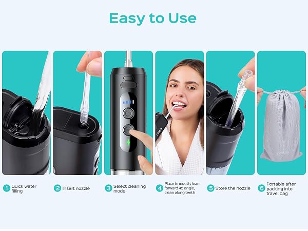 Water Flosser, Water Dental Flosser Pick for Teeth: COSLUS Mini Portable Travel Floss Picks
