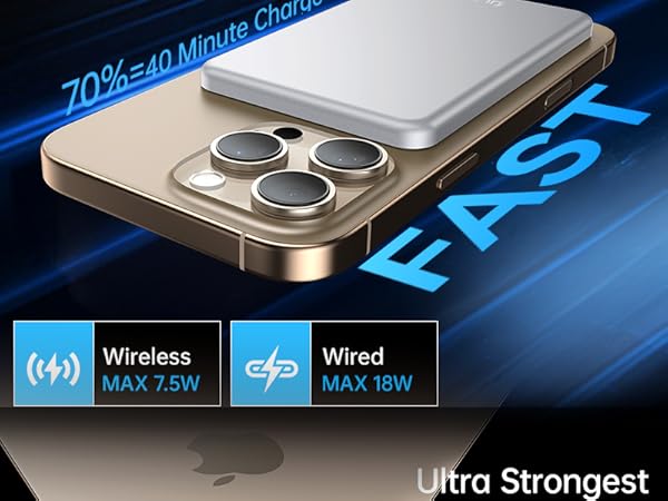  portable iphone charger fast charging magnetic phone charger battery pack portable