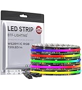 BTF-LIGHTING WS2811 Smart IC RGB FCOB COB LED Strip, UL Listed 720LEDs/m High Density Color Chasi...