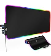 Gimars RGB Gaming Mouse Pad with 4 USB Hubs, 15 LED Light Modes Mouse Pad, Extra Large,Non-Slip R...