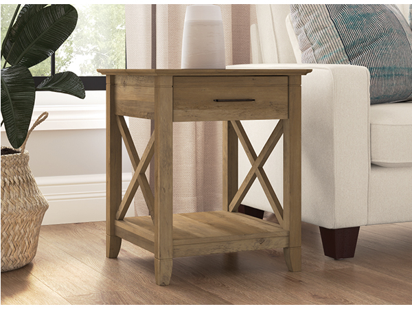 small end table with storage side accent living room organization set farmhouse coastal wood wooden