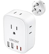LENCENT US to India Power Plug Adapter, Indian Travel Adaptor with 4 Outlets, 4 USB Charger(2 USB...