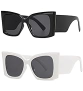 NLEYANB Oversized Big Square Y2K Cat Eyes Designer Trend Fashion Summer Party Sunglasses for Unis...