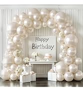 Pearl Sand White Balloons Arch Kit,Double Stuffed White Ivory Beige Cream Balloon Different Sizes...