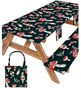 Picnic Table Cover with Bench Covers Elastic Tablecloth Camping Essentials Table Cloth Outdoor Gl...