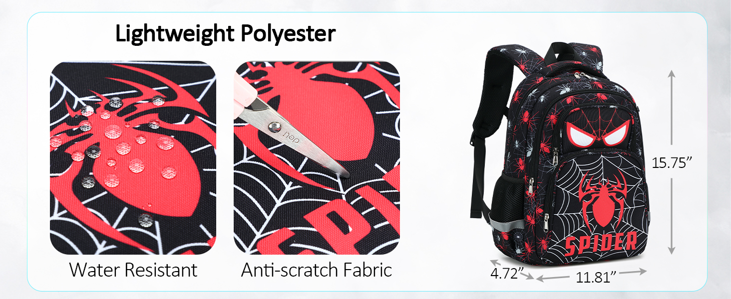 This kids backpack is lightweight, waterproof and scratch-resistant. Size:15.75 &amp;#34;×11.81&amp;#34; ×4.72 &amp;#34;.