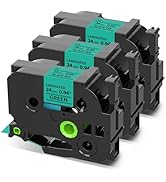 COLORWING 24mm Green Label Tape Replace for Brother TZe-751 TZe751 1 Inch Black on Green TZ Tape ...