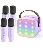 YLL Upgraded Mini Karaoke Machine with 4 Wireless Microphones Toy for Kids, Birthday Gifts for Gi...