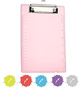 Plastic Clipboard Memo Size Pink, Mini Translucent Low Profile Clip Board, Hangable Small Clipboa...