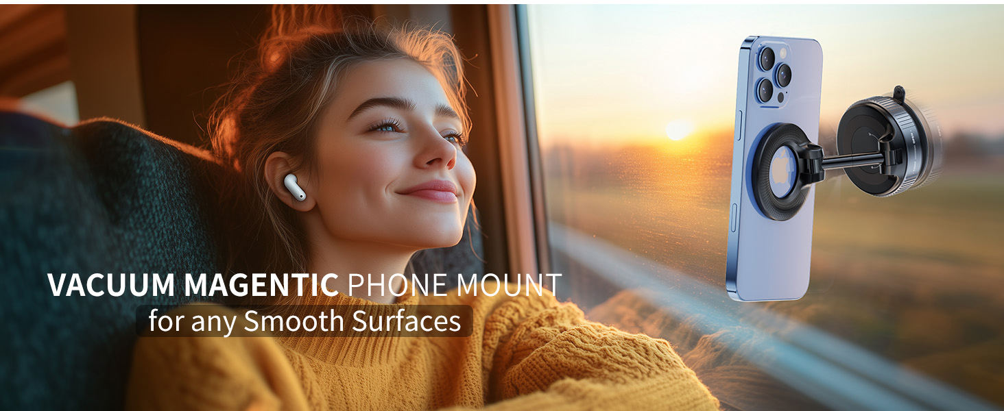 Vacuum Magentic Phone Mount for any Smooth Surfaces